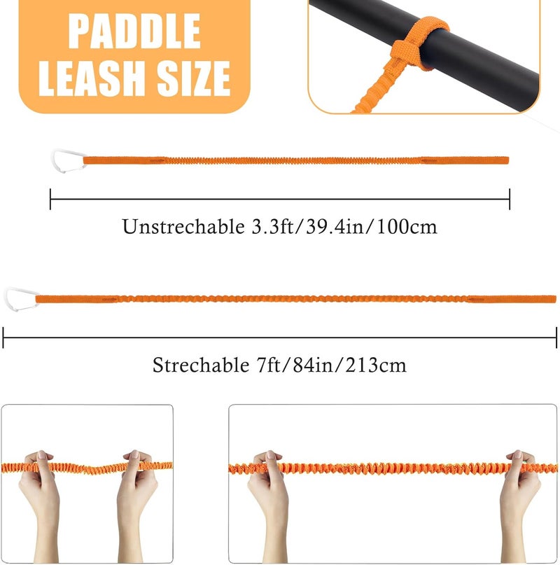 NVAAV 1/2/4 Pack Kayak Paddle Board Tether Leash Stretchable Strap Lanyard Rope, 3.3-7 Feet with Carabiner for SUP Kayaking Boating Canoeing Fishing Pole Rod or Other Gear - Image 2